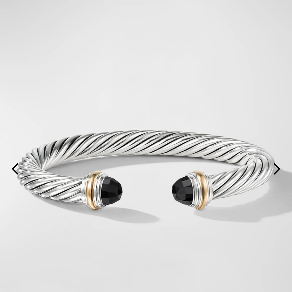 Cable Bracelet with Gemstone and 14K Gold in Silver, 5mm